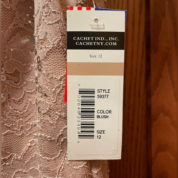 Cachet Blush Beaded Special Occassion Gown Floorlength Off the Shoulder - Picture 4 of 6